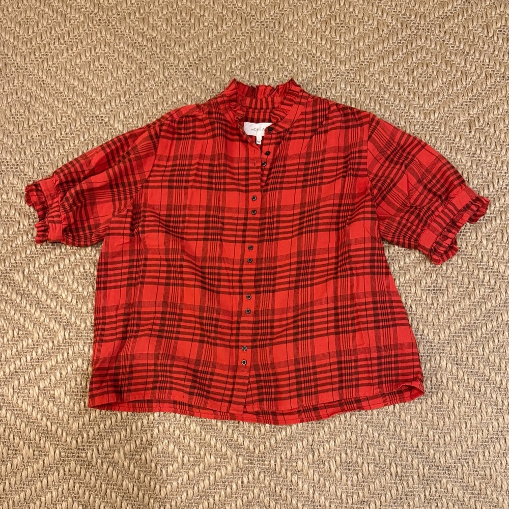 THE GREAT. Red Checkered Casual Shirt